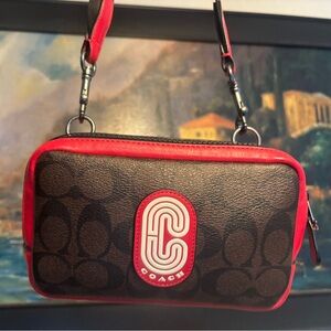 Coach Carrier Phone Crossbody In Colorblock Signature Canvas With Coach Patch